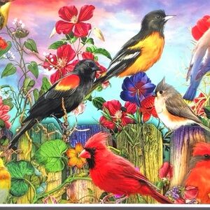 Painting with Diamonds Kit Vibrant Birds and Floral Canvas Art 80cm x 60cm